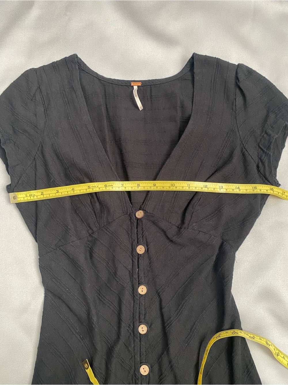 Free People Womens XS Black New In Town Midi Dress Boho Button Front V Neck - Picture 10 of 16